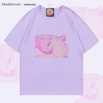 MODAKAWA X genericcanis Fox Graphic 100% Cotton T-shirt - Light Purple - 5XL - image 1