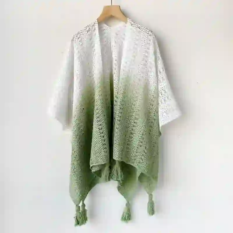 Bohemian Cami Dress with Openwork Knit Shawl Set Two Pieces Set - image 12