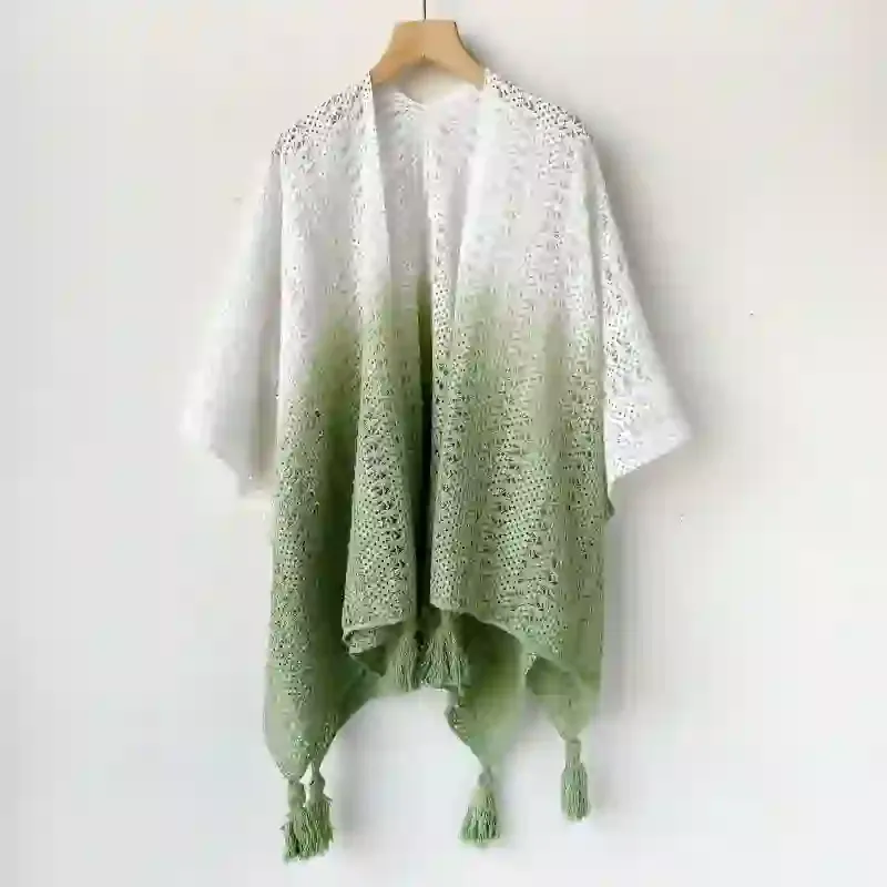 Bohemian Cami Dress with Openwork Knit Shawl Set Two Pieces Set - image 12