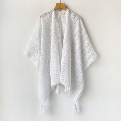 Bohemian Cami Dress with Openwork Knit Shawl Set Two Pieces Set - White Shawl - One Size - image 10