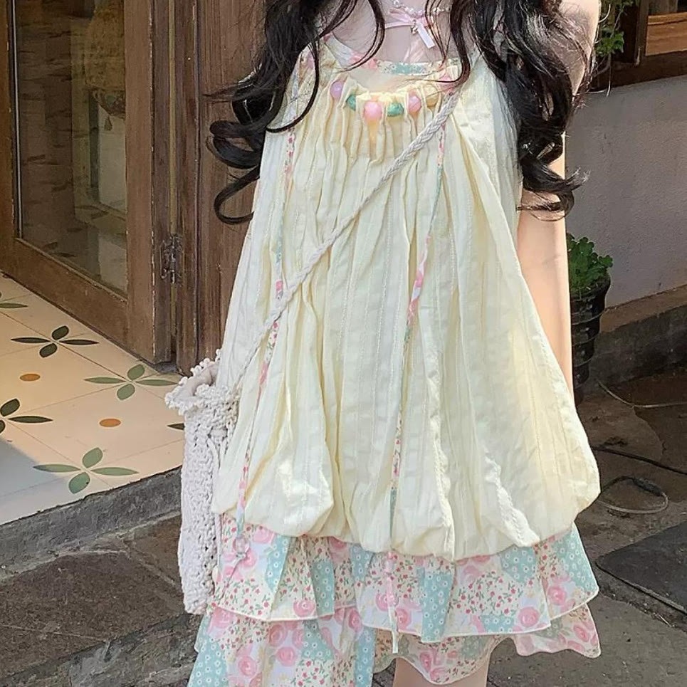 Bohemian Cami Dress with Openwork Knit Shawl Set Two Pieces Set - image 6