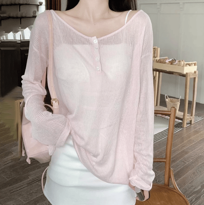 Sweet Knit Top with Cami Top and Mini Skirt Three Pieces Set - Pink Top+Cami Top - 4XL - image 2