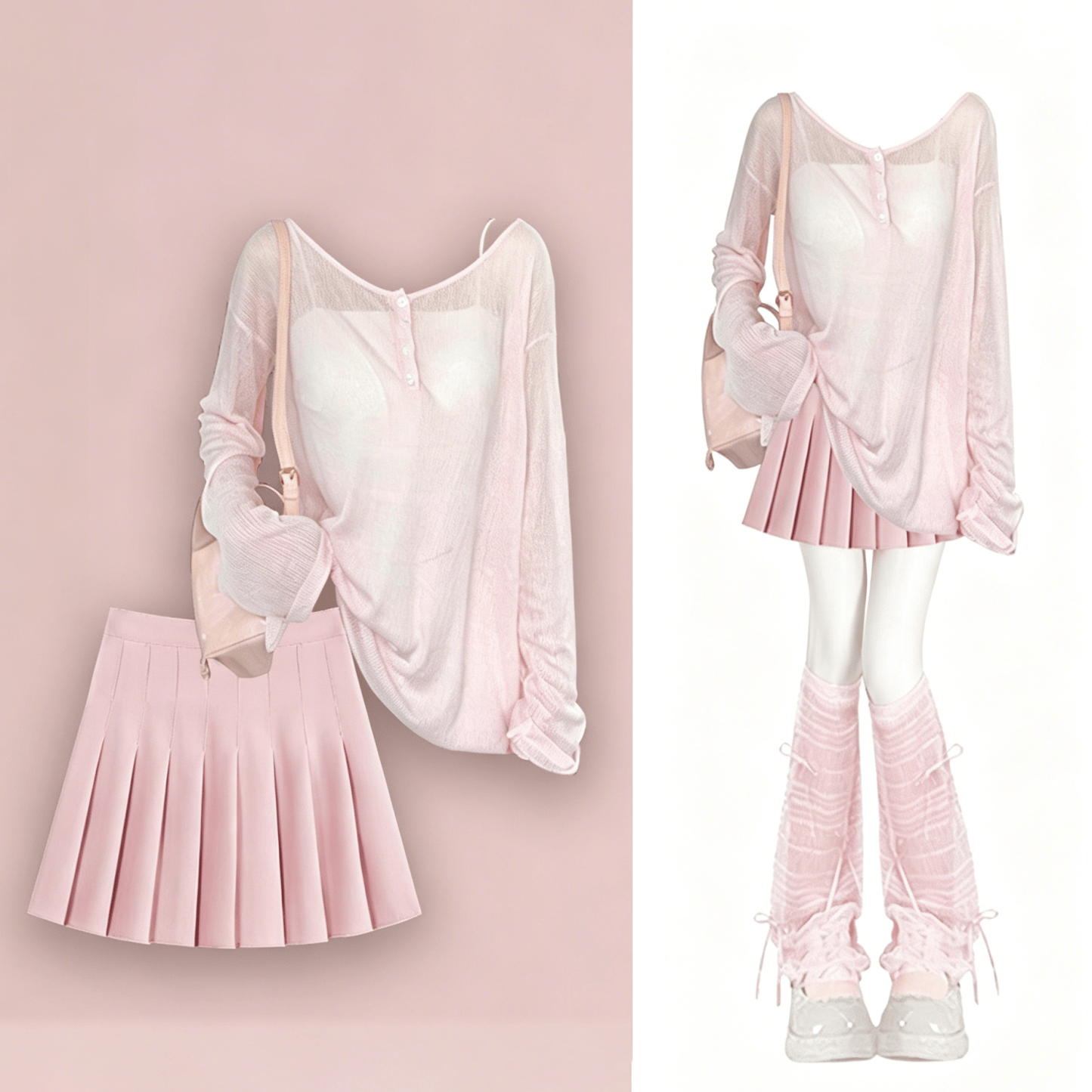 Sweet Knit Top with Cami Top and Mini Skirt Three Pieces Set - Three Pieces Set - 4XL - image 1