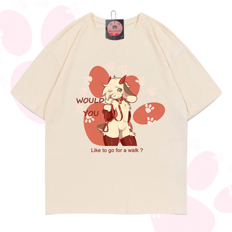 MODAKAWA X zarckets Goat Graphic 100% Cotton T-shirt - Apricot - 5XL - image 5