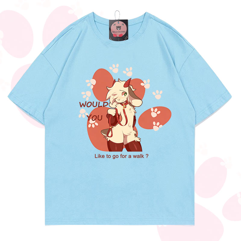 MODAKAWA X zarckets Goat Graphic 100% Cotton T-shirt - Sky blue - 5XL - image 13