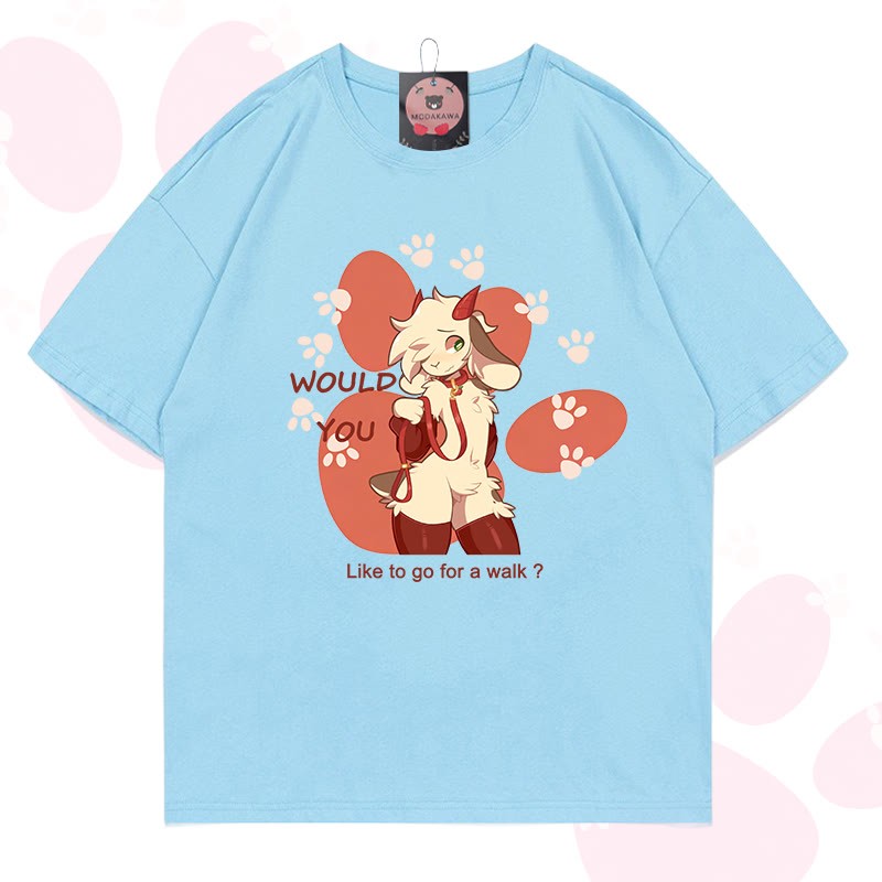 MODAKAWA X zarckets Goat Graphic 100% Cotton T-shirt - Sky blue - 5XL - image 13