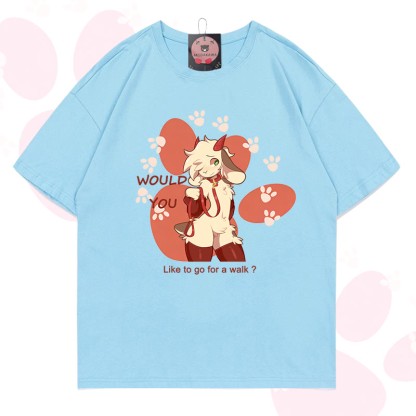 MODAKAWA X zarckets Goat Graphic 100% Cotton T-shirt - Sky blue - 5XL - image 13