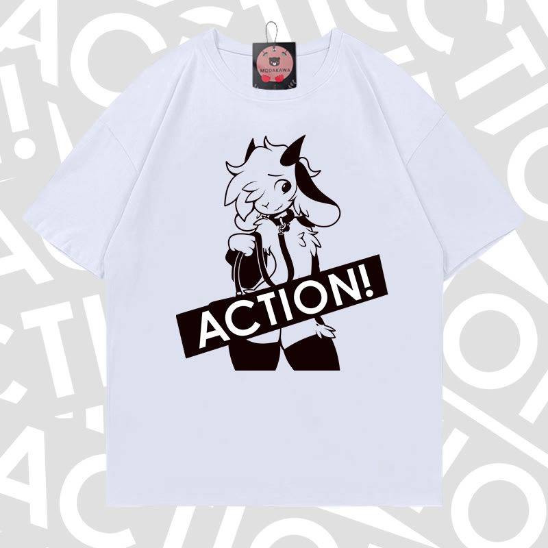 MODAKAWA X zarckets ACTION Goat Graphic 100% Cotton T-shirt - White - 5XL - image 3