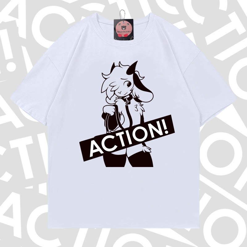 MODAKAWA X zarckets ACTION Goat Graphic 100% Cotton T-shirt - White - 5XL - image 3