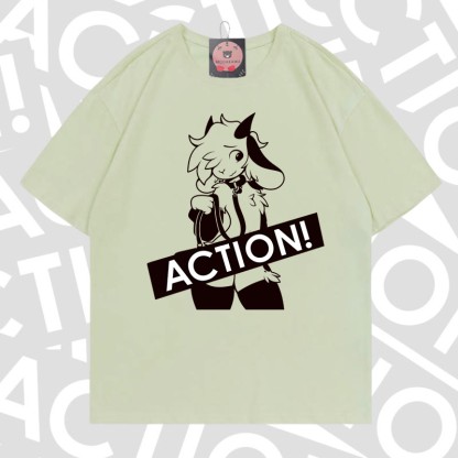 MODAKAWA X zarckets ACTION Goat Graphic 100% Cotton T-shirt - Milk green - 5XL - image 5