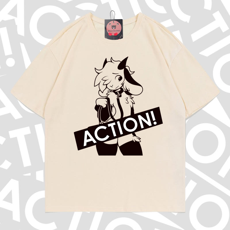 MODAKAWA X zarckets ACTION Goat Graphic 100% Cotton T-shirt - Apricot - 5XL - image 6