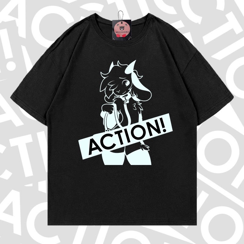 MODAKAWA X zarckets ACTION Goat Graphic 100% Cotton T-shirt - Black - 5XL - image 2