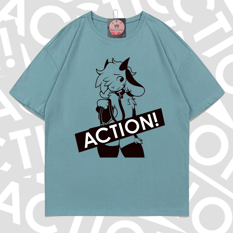 MODAKAWA X zarckets ACTION Goat Graphic 100% Cotton T-shirt - Mineral green - 5XL - image 1