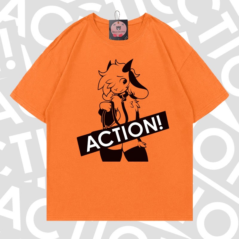 MODAKAWA X zarckets ACTION Goat Graphic 100% Cotton T-shirt - Orange - 5XL - image 19