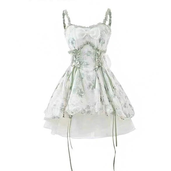 Summer Floral Dress with Gradient Openwork Shawl Two Pieces Set - Dress - 4XL - image 5