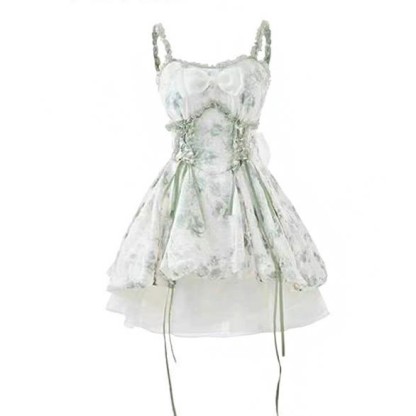 Summer Floral Dress with Gradient Openwork Shawl Two Pieces Set - Dress - 4XL - image 5