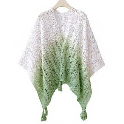 Summer Floral Dress with Gradient Openwork Shawl Two Pieces Set - Shawl - 4XL - image 4