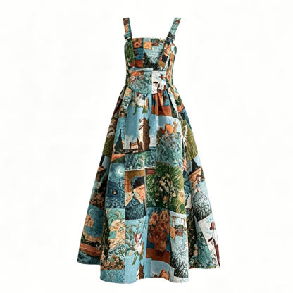 Oil Painting Print Shirts Dress Two Pieces Set - Dress - 4XL - image 3