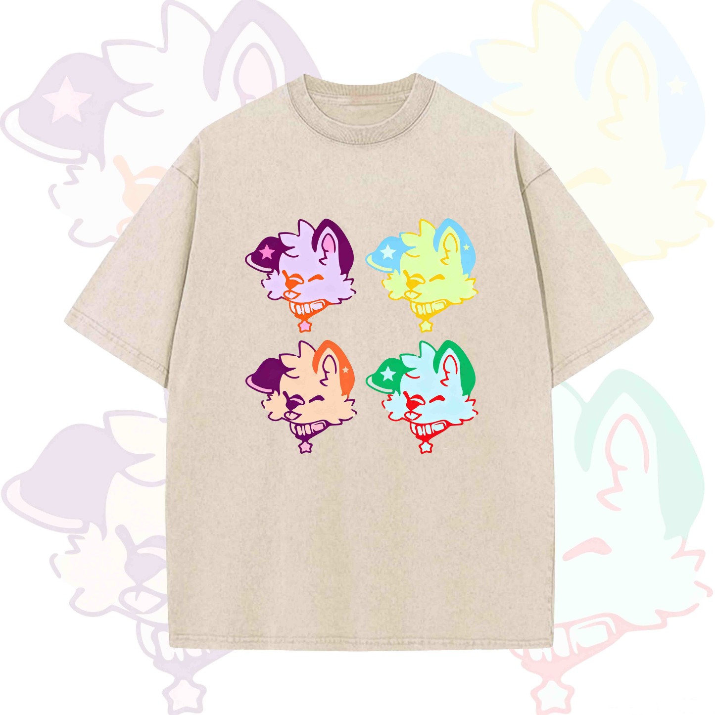 MODAKAWA Cute Puppy Graphic Vintage Washed T-shirt - Off white - 5XL - image 2
