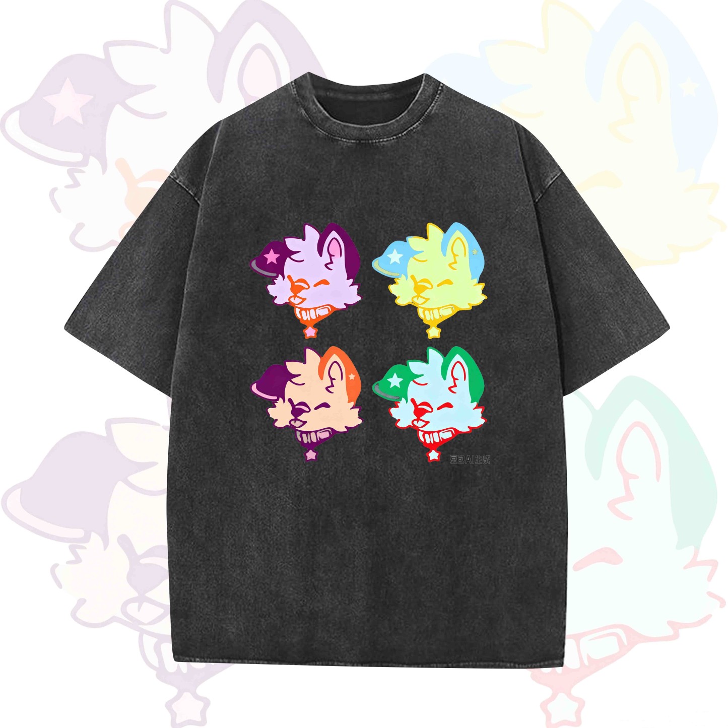 MODAKAWA Cute Puppy Graphic Vintage Washed T-shirt - Black - 5XL - image 3