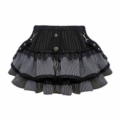 Black Lace Cami Top with Gray Cardigan and Mini Skirt Three Pieces Set - Skirt - XL - image 7