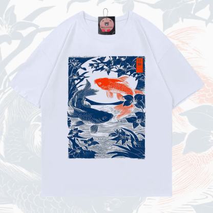 MODAKAWA Fish Print Short Sleeve T-Shirt - White - 5XL - image 4