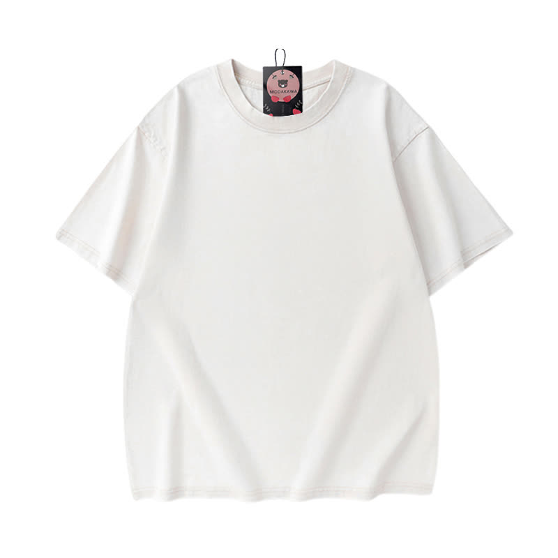 Modakawa Marine Fish Print Washed Loose Oversized Short Sleeve Tee - image 2