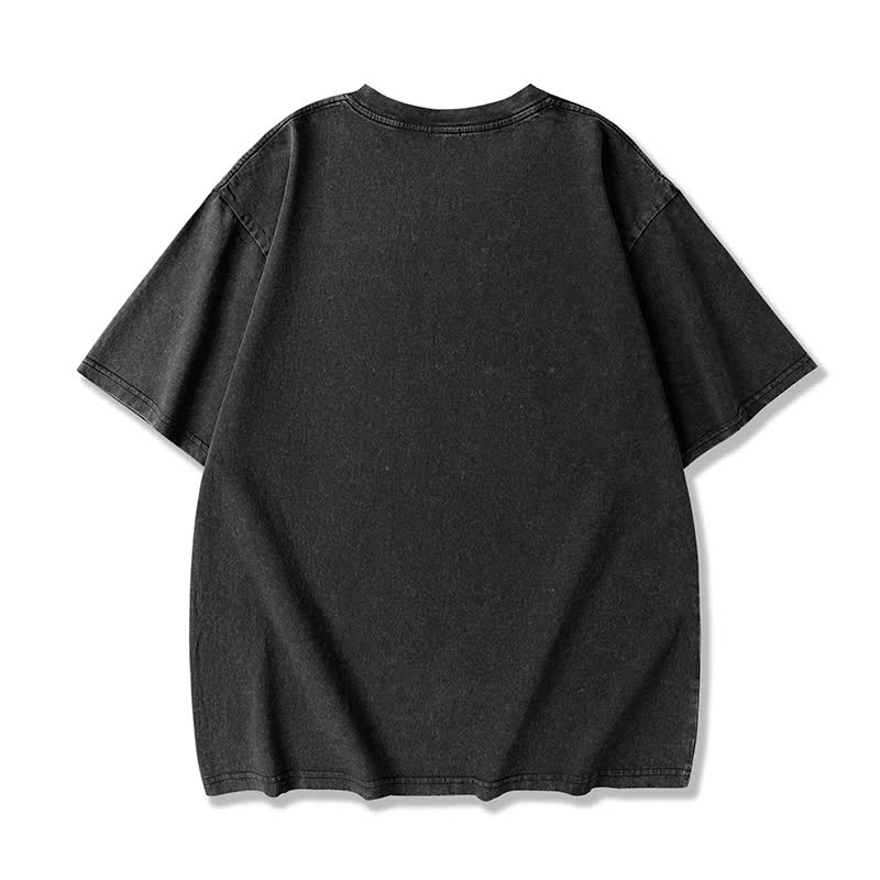 MODAKAWA Vintage Washed Seagull Wave Ocean Landscape Graphic Cotton Loose Oversized Short Sleeve T-Shirt  - image 2
