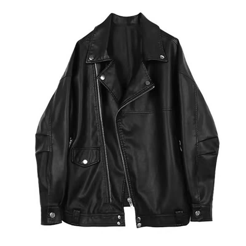 Dark Fashion Vintage Leather Jacket Denim Jeans Three Pieces Set - Jacket - 3XL - image 6