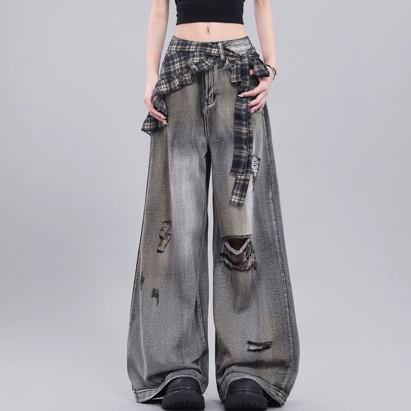 Dark Fashion Vintage Leather Jacket Denim Jeans Three Pieces Set - image 2