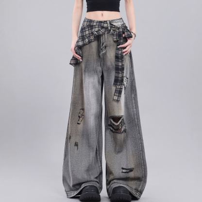 Dark Fashion Vintage Leather Jacket Denim Jeans Three Pieces Set - image 2