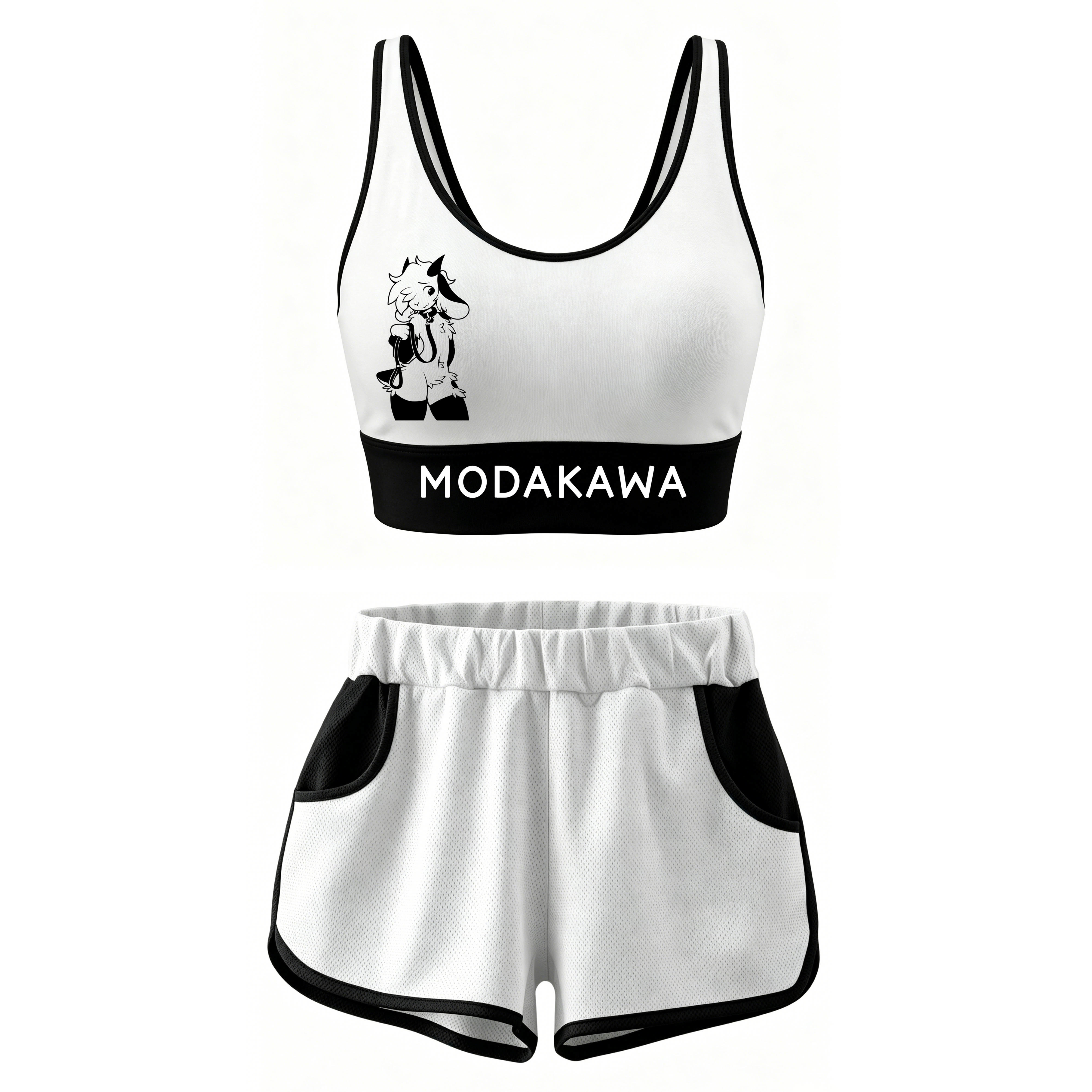 MODAKAWA X zarckets Goat Graphic Crop Tank Sport Top Shorts Matching Outfit - Set - 5XL - image 1
