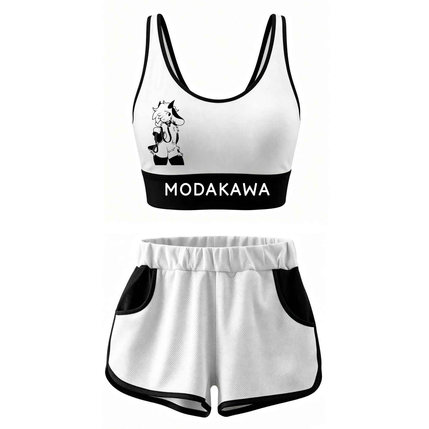 MODAKAWA X zarckets Goat Graphic Crop Tank Sport Top Shorts Matching Outfit - Set - 5XL - image 1