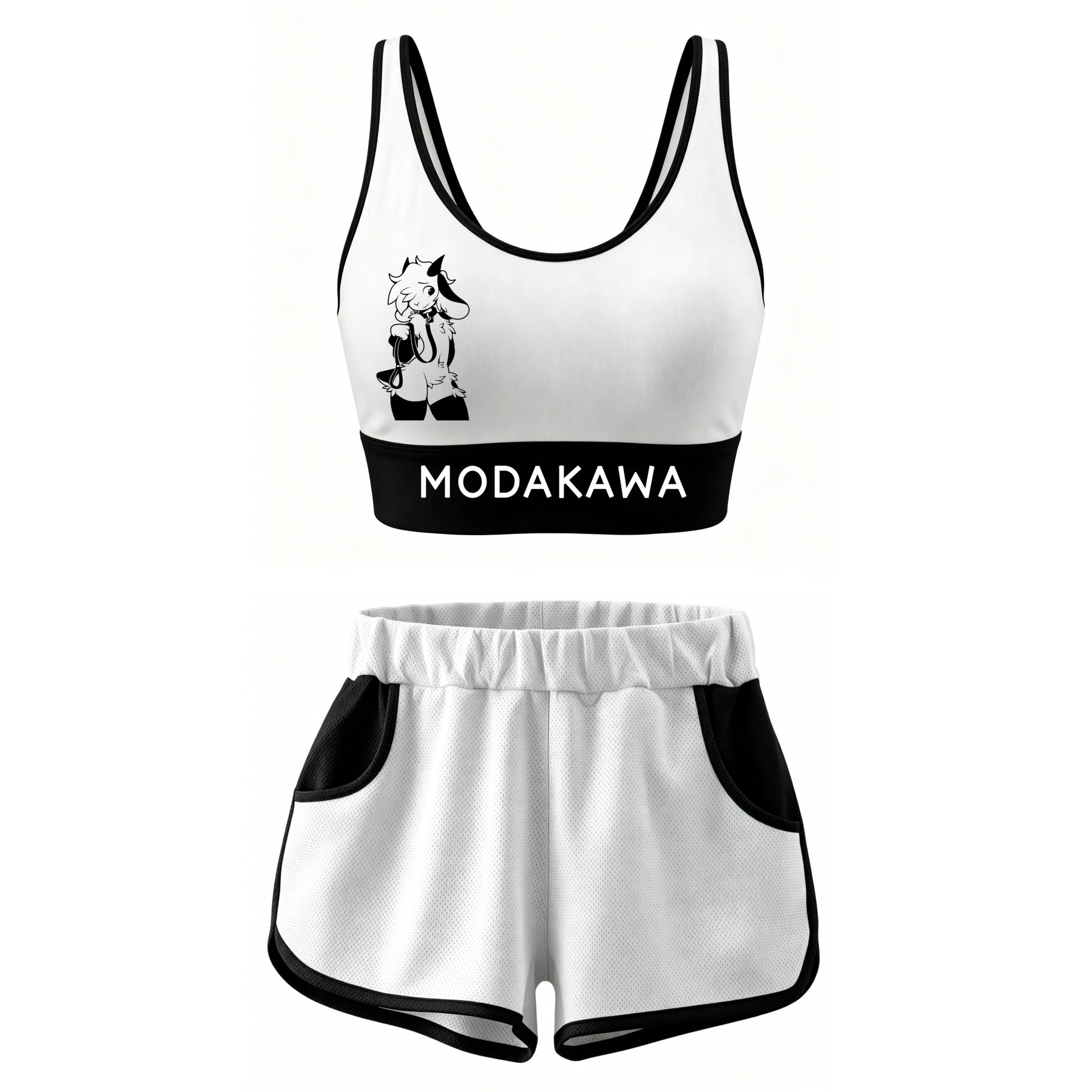 MODAKAWA X zarckets Goat Graphic Crop Tank Sport Top Shorts Matching Outfit - Set - 5XL - image 1