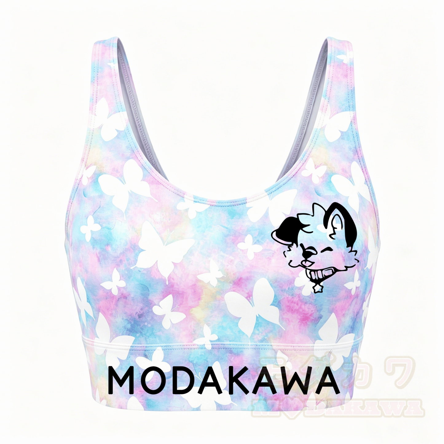 MODAKAWA X popipeko Butterfly Puppy Graphic Crop Tank Sport Top Shorts Matching Outfit - Top A - 5XL - image 3