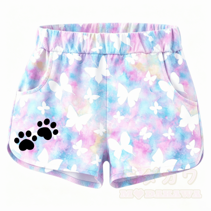 MODAKAWA X popipeko Butterfly Puppy Graphic Crop Tank Sport Top Shorts Matching Outfit - Shorts A - 5XL - image 5