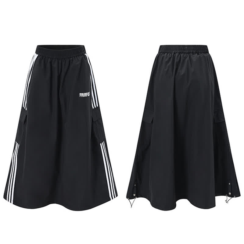 Cool Striped Hoodie Letter Print Long Skirt Two Pieces Set - image 4