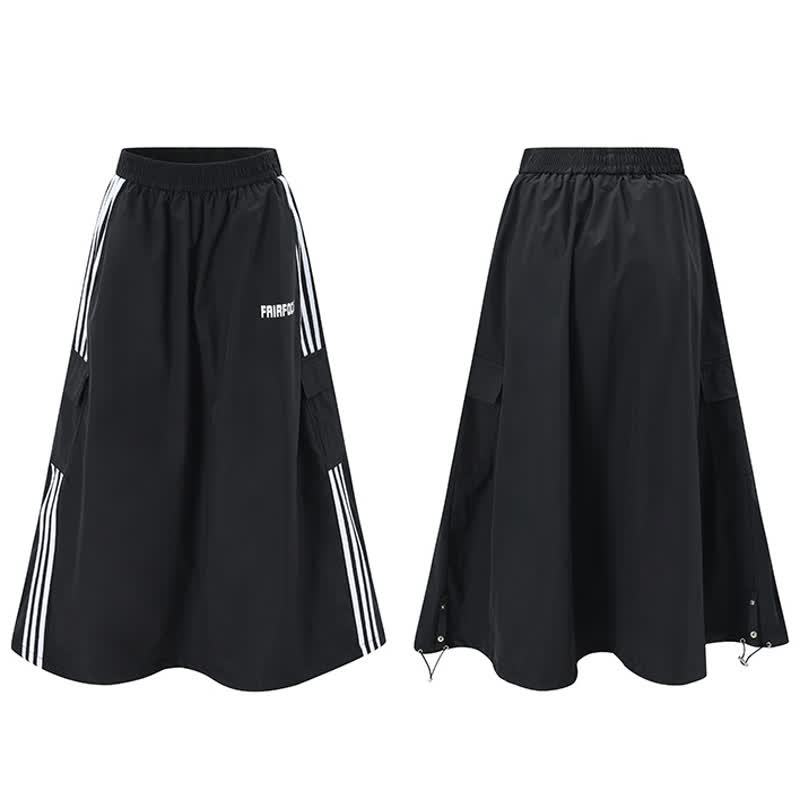 Cool Striped Hoodie Letter Print Long Skirt Two Pieces Set - image 4