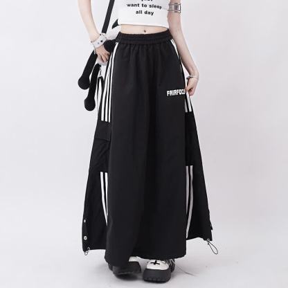 Cool Striped Hoodie Letter Print Long Skirt Two Pieces Set - image 6