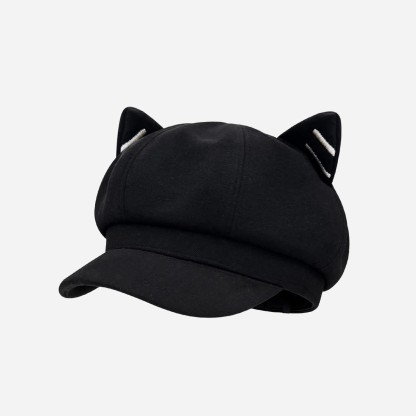 Black Cat Ear Gothic Y2K Beret - B - M(56-58cm) - image 3
