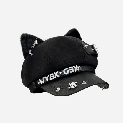 Black Cat Ear Gothic Y2K Beret - E - M(56-58cm) - image 6