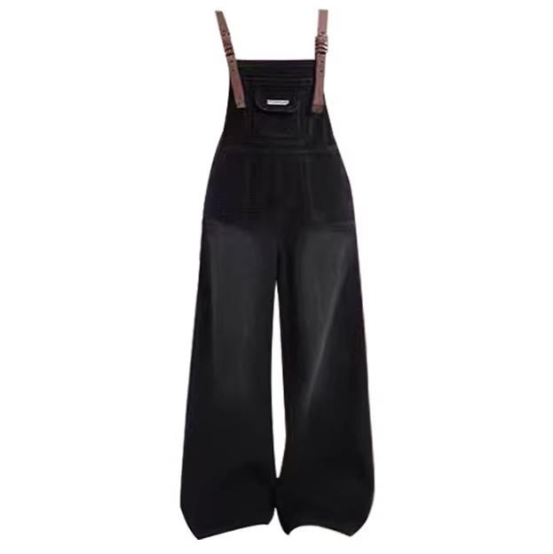 V-Neck Top with Vintage Denim Overalls Two Pieces Set - Overalls - 4XL - image 4