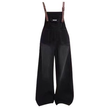 V-Neck Top with Vintage Denim Overalls Two Pieces Set - Overalls - 4XL - image 4
