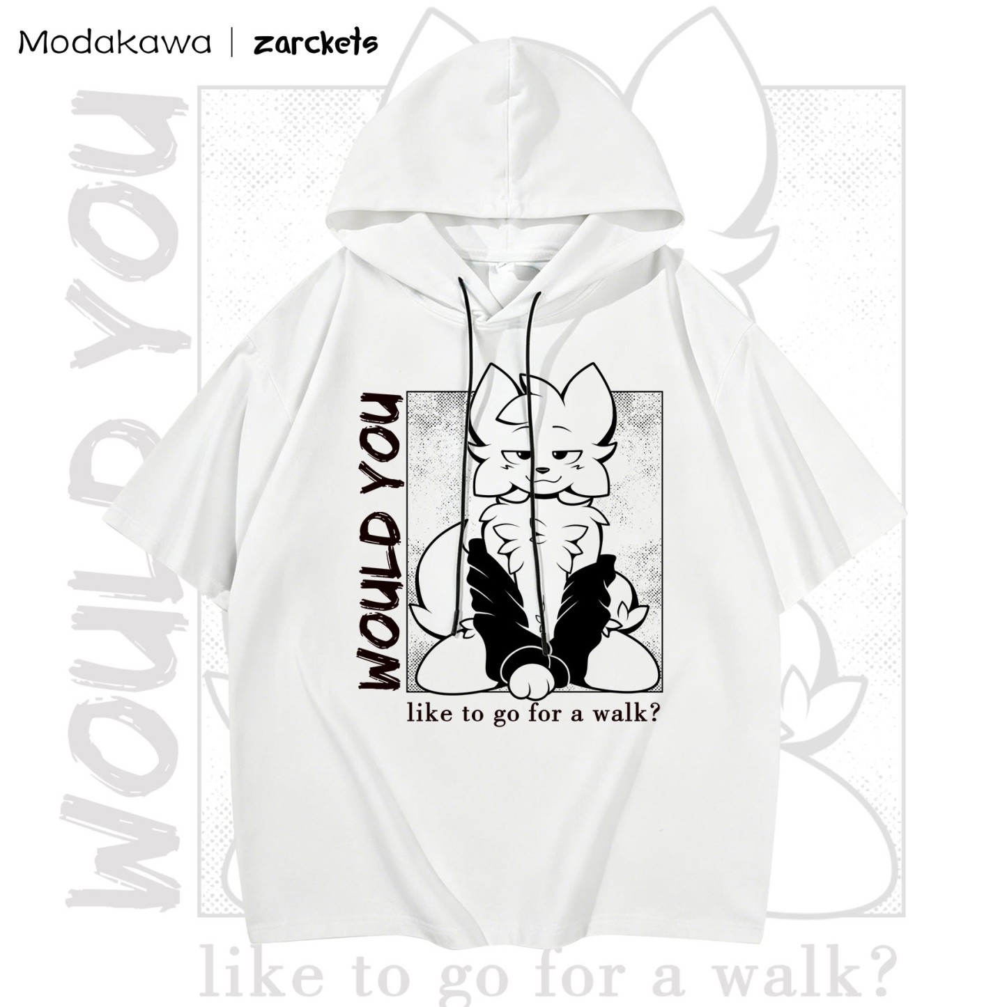 MODAKAWA X zarckets WOULD YOU Goat Print Chic Hoodie T-Shirt - White - 3XL - image 3