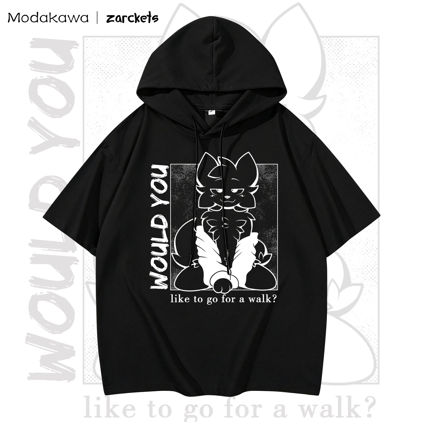 MODAKAWA X zarckets WOULD YOU Goat Print Chic Hoodie T-Shirt - Black - 3XL - image 1