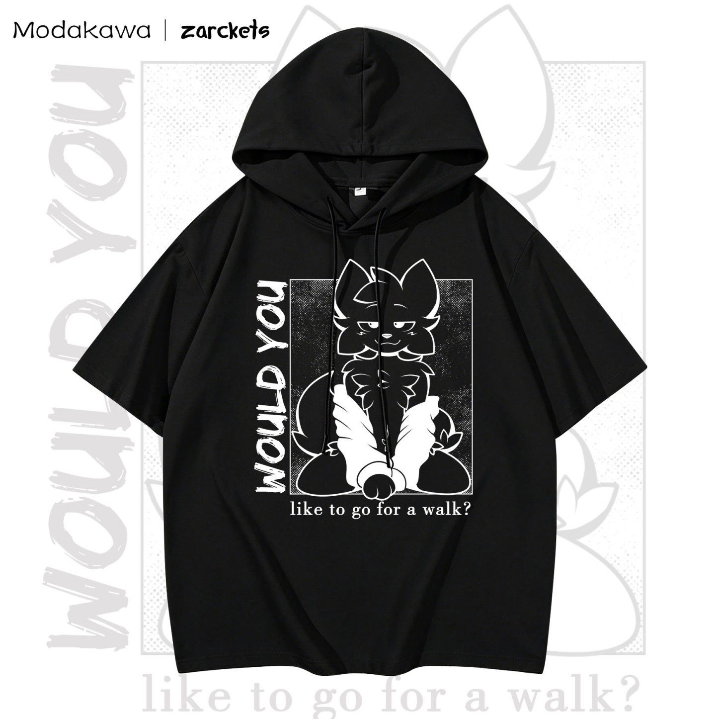 MODAKAWA X zarckets WOULD YOU Goat Print Chic Hoodie T-Shirt - Black - 3XL - image 1