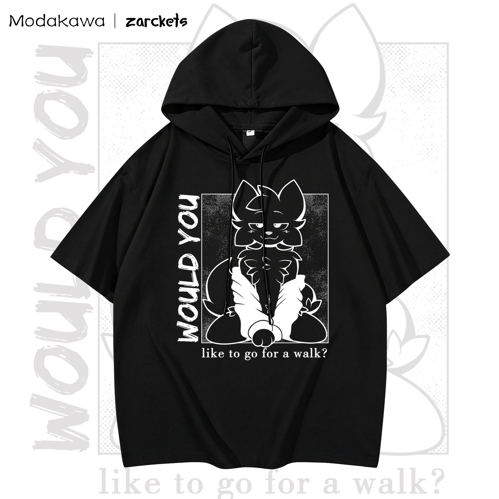 MODAKAWA X zarckets WOULD YOU Goat Print Chic Hoodie T-Shirt - Black - 3XL - image 1