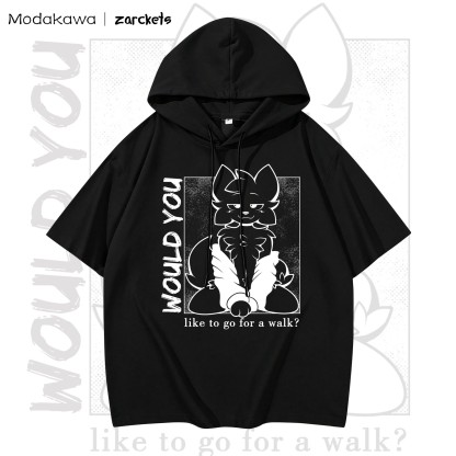 MODAKAWA X zarckets WOULD YOU Goat Print Chic Hoodie T-Shirt - Black - 3XL - image 1