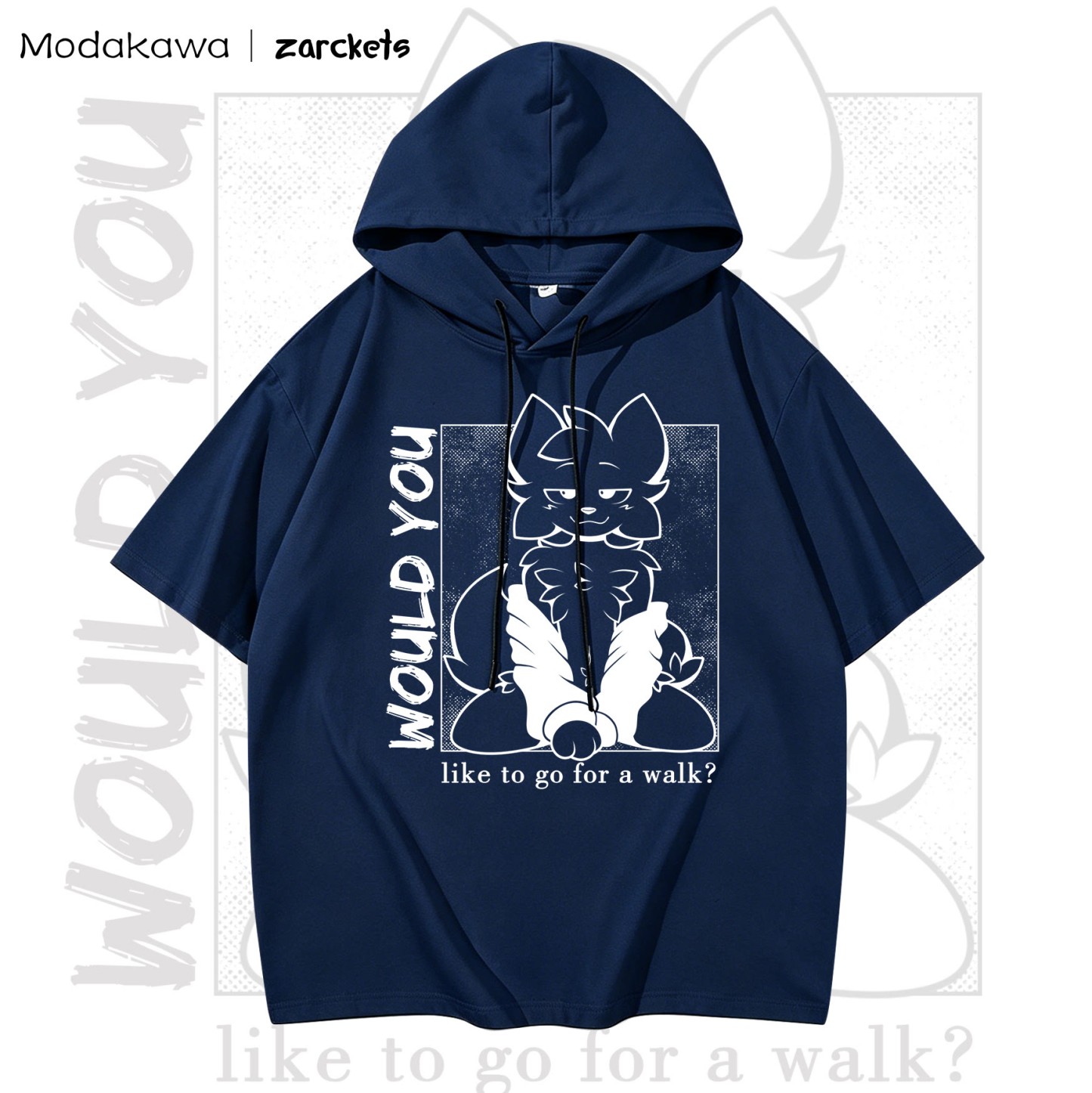 MODAKAWA X zarckets WOULD YOU Goat Print Chic Hoodie T-Shirt - Navy Blue - 3XL - image 4