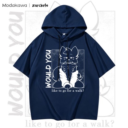 MODAKAWA X zarckets WOULD YOU Goat Print Chic Hoodie T-Shirt - Navy Blue - 3XL - image 4